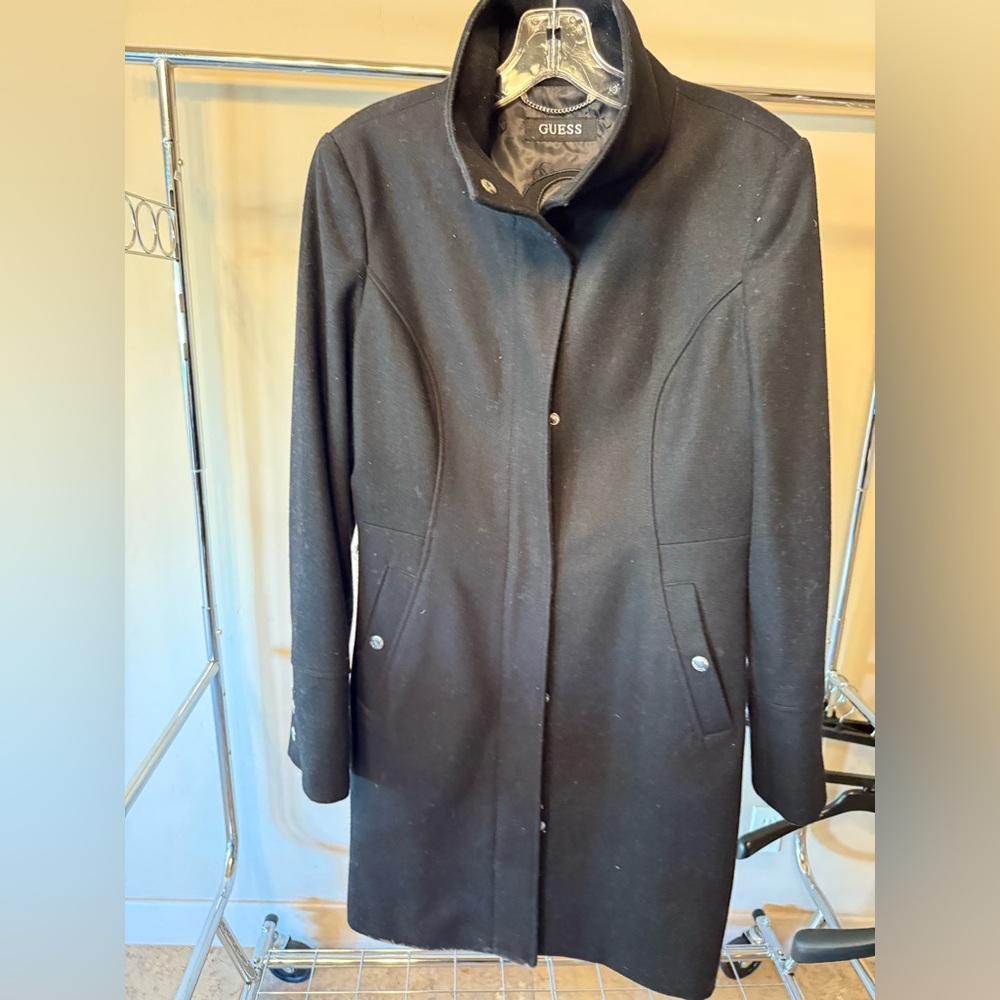 GUESS Women's Elegant Black Trench Coat